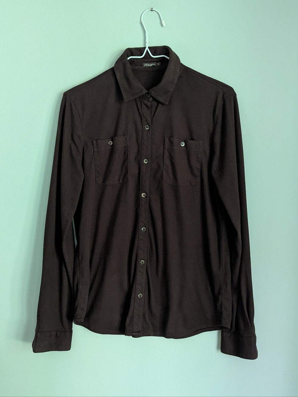 J.Mclaughlin Women's Small Faux Suede Button Up Top Long Sleeve Brown Polyester